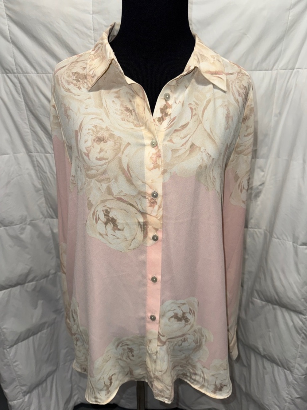 Rose & Olive Pink and Cream Floral Button-Down Shirt